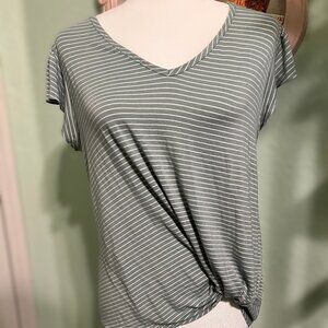 Nine Britton Green and White Striped Tee, Size S